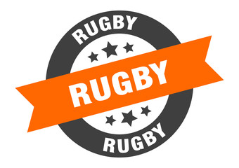 rugby sign. rugby round ribbon sticker. rugby tag