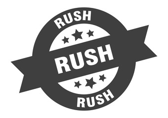 rush sign. rush round ribbon sticker. rush tag