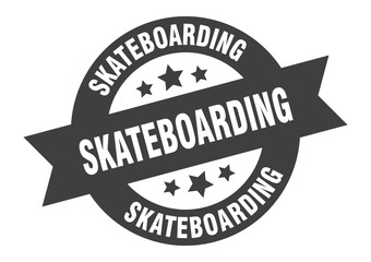 skateboarding sign. skateboarding round ribbon sticker. skateboarding tag