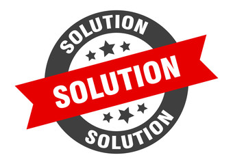 solution sign. solution round ribbon sticker. solution tag
