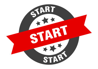 start sign. start round ribbon sticker. start tag