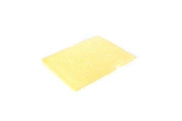 Slice of cheese isolated on white background.
