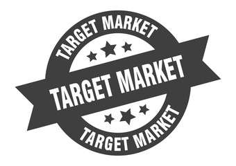 target market sign. target market round ribbon sticker. target market tag
