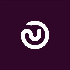 Initial letter N or U logo template with circle line art symbol in flat design monogram illustration © saintsays