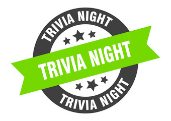 trivia night sign. trivia night round ribbon sticker. trivia night tag