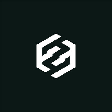 Initial letter F logo template with 3d cube hexagonal symbol in flat design monogram illustration