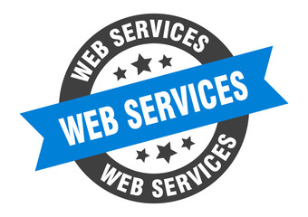 web services sign. web services round ribbon sticker. web services tag