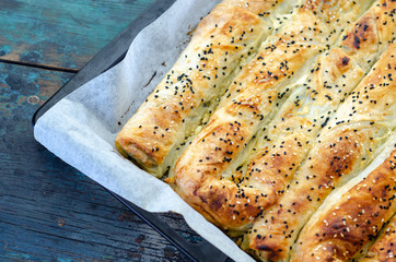Pastry with spinach and cheese