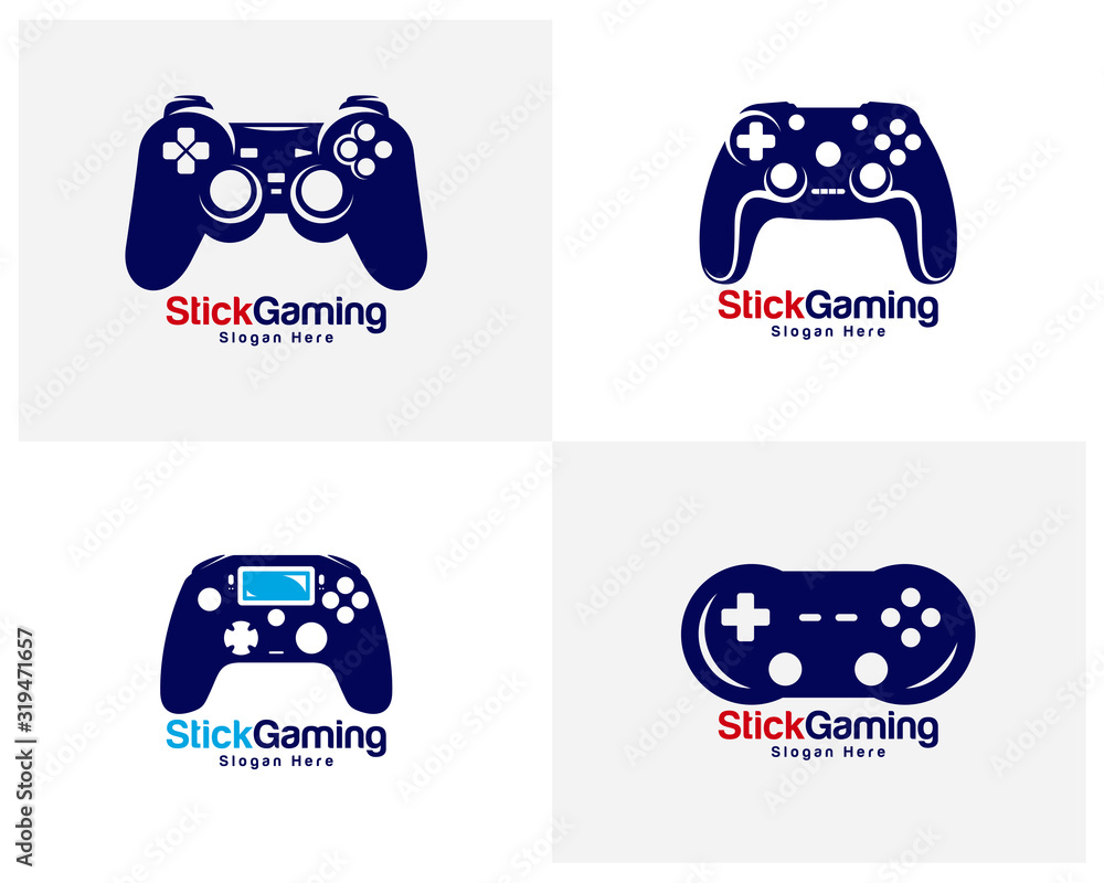 Wall mural set of game logo template vector. joystick design icon. stylized joystick buttons. creative design. 