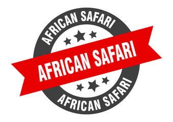 african safari sign. african safari round ribbon sticker. african safari tag