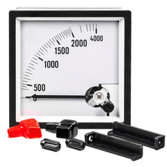Analog ammeter or voltmeter with a dial, arrow and accessories on a white background