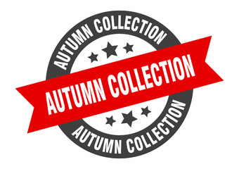 autumn collection sign. autumn collection round ribbon sticker. autumn collection tag