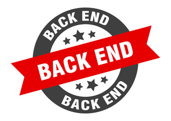 back end sign. back end round ribbon sticker. back end tag