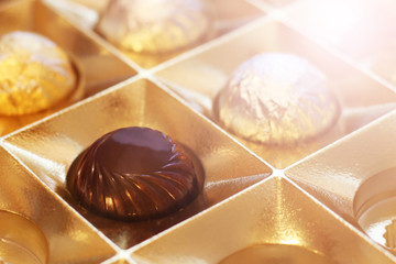 A square box of chocolates so close