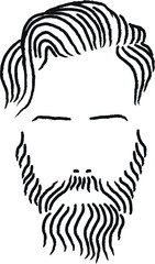 bearded man with mustache, abstract portrait isolated on white background . Concept for logo, print, cards