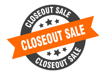 closeout sale sign. closeout sale round ribbon sticker. closeout sale tag