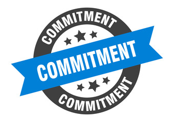 commitment sign. commitment round ribbon sticker. commitment tag