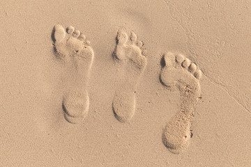 Three footprints of real family members
