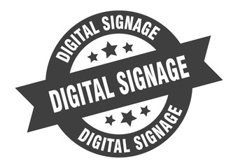 digital signage sign. digital signage round ribbon sticker. digital signage tag