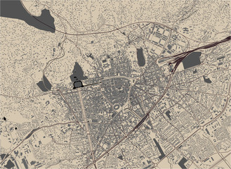 map of the city of Nimes, Gard, Occitanie, France
