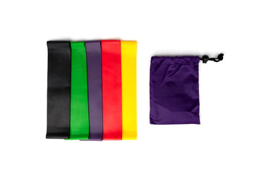 Colors fitness elastic band for sport isolated on white background.