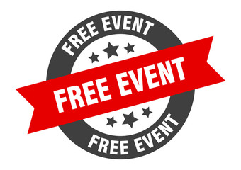 free event sign. free event round ribbon sticker. free event tag