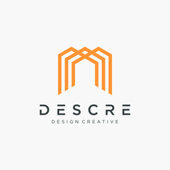 Letter D With lines style. Modern logo with Building For Construction concept Company Logo. Vector design template elements for your application or corporate identity. - vector