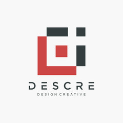 Monogram Letter D negative space logo design with Pixel concept. initial B Abstract with Pixel Square Art Minimalist Logo. digital technology concept. - vector