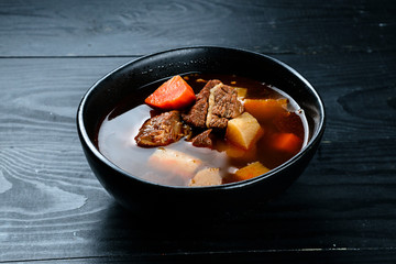 traditional chinese soup with beef radish and carrots