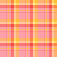 Seamless pattern in excellent pink, red, orange and yellow colors for plaid, fabric, textile, clothes, tablecloth and other things. Vector image.