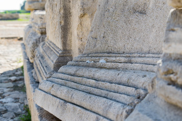 Row of ancient Roman cornice blocks