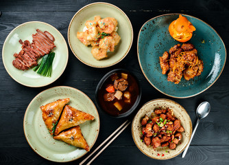 set of chinese traditional holiday food