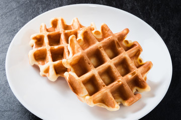 ワッフル Waffles of Dutch, French and Belgian foods