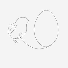 Chicken and egg silhouette easter vector illustration