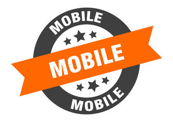 mobile sign. mobile round ribbon sticker. mobile tag