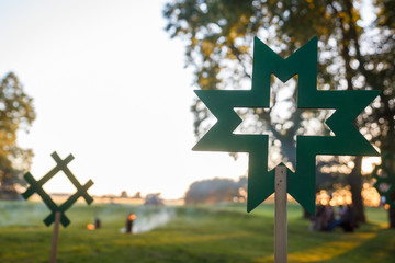 Preparation of traditional latvian ritual of celebrating summer solstice.