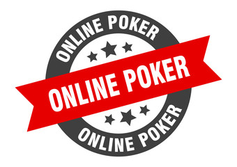 online poker sign. online poker round ribbon sticker. online poker tag