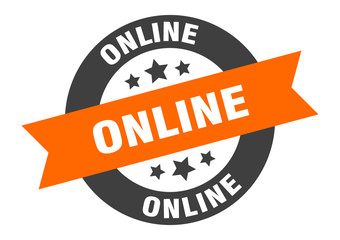 online sign. online round ribbon sticker. online tag
