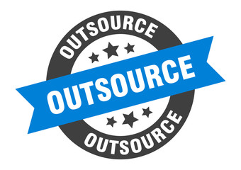 outsource sign. outsource round ribbon sticker. outsource tag