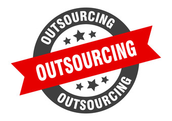 outsourcing sign. outsourcing round ribbon sticker. outsourcing tag
