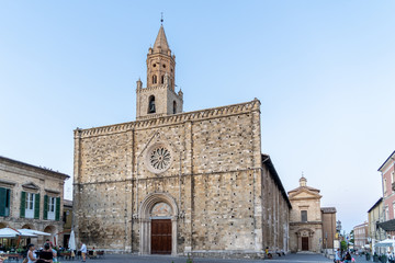 Fototapeta na wymiar Atri, Teramo, Italy, August 2019: Cathedral of Atri, Basilica of Santa Maria Assunta, national monument since 1899, Gothic architecture