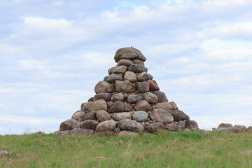 Latvia. Sabile. Stone pyramid man-made tourist attraction