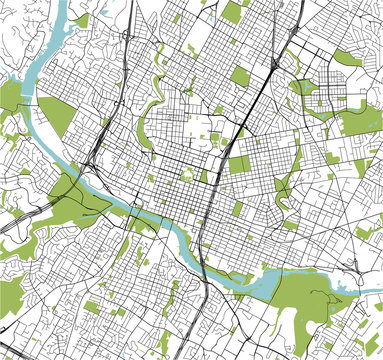 map of the city of Austin, Texas, USA