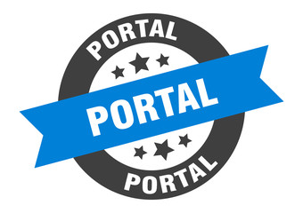 portal sign. portal round ribbon sticker. portal tag