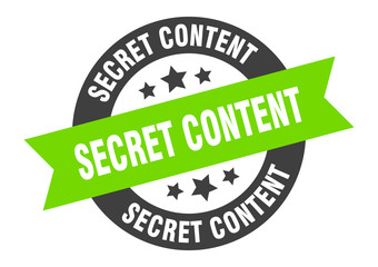 secret content sign. secret content round ribbon sticker. secret content tag