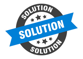 solution sign. solution round ribbon sticker. solution tag