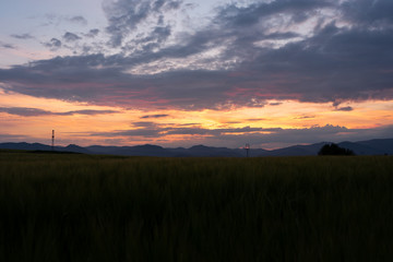 Fototapeta na wymiar Sunset with the view of Velka Fatra mountains in Slovakia