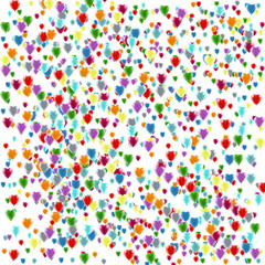 many festive multi-colored balls on a white background