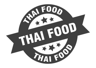 thai food sign. thai food round ribbon sticker. thai food tag