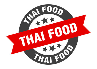 thai food sign. thai food round ribbon sticker. thai food tag